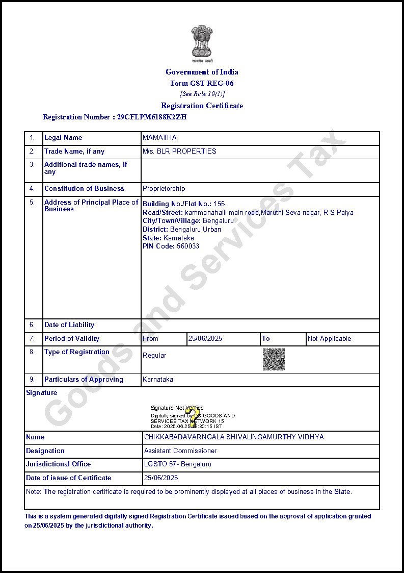 GST Registration Certificate